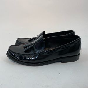 YSL Saint Laurent Shiny Leather Tassel Loafers